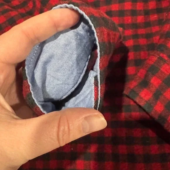 L.L.Bean Large reg. quarter-zip pullover red & black buffalo plaid Like New - Picture 6 of 6